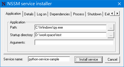 nssm install python-service-sample